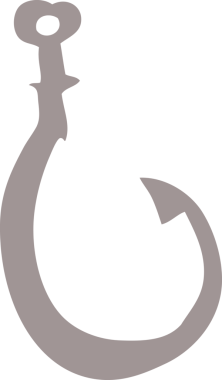 Bir insan tarafından çizilmiş büyük balık kancası.