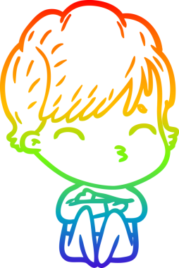 Gökkuşağı gradyan çizgi çizimi Bir insan tarafından çizilmiş bir çizgi kadın