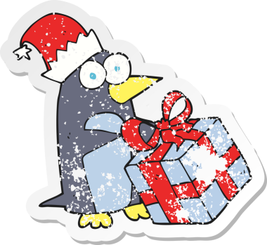 Bir insan tarafından çizilmiş bir penguen çizgi filminin gerilimli yapıştırması.