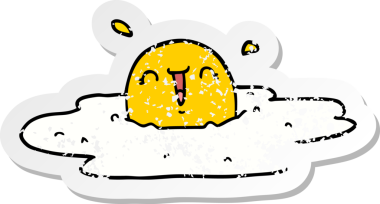 Bir insan tarafından çizilmiş kızarmış yumurtanın sıkıntılı çıkartması.