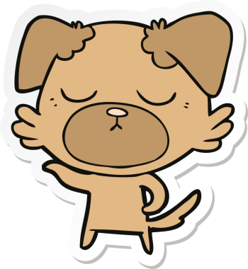 Bir insan tarafından çizilmiş şirin bir köpeğin çıkartması.