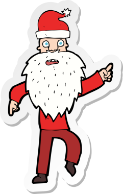 Bir insan tarafından çizilmiş Noel Baba çizgi filminin çıkartması.