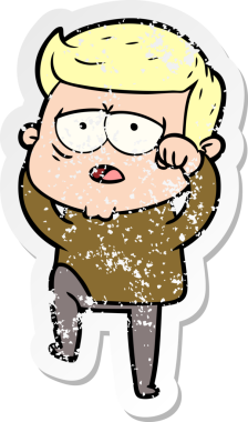 Bir insan tarafından çizilmiş yorgun bir çizgi filmin sıkıntılı çıkartması.