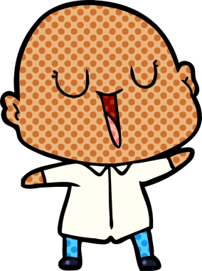 Bir insan tarafından çizilmiş mutlu, kel adam.