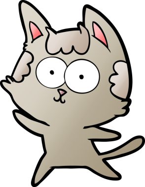 Bir insan tarafından çizilmiş mutlu çizgi film kedisi.