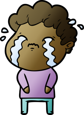 Bir insan tarafından çizilmiş ağlayan çizgi film adamı.