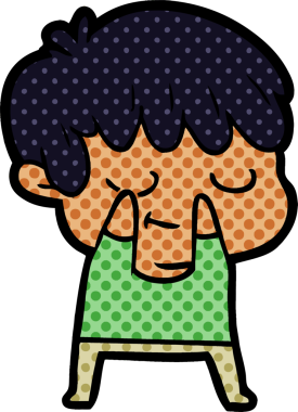 Bir insan tarafından çizilmiş mutlu çizgi film çocuğu.