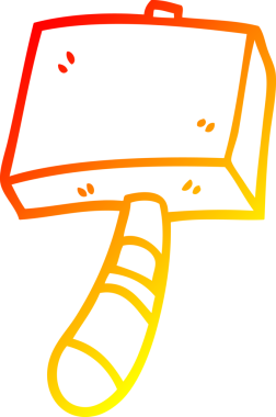 Bir insan tarafından çizilmiş karikatür çekicin sıcak eğimli çizgisi.