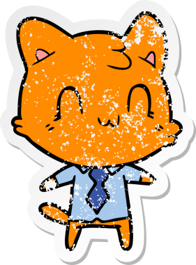 Bir insan tarafından çizilmiş mutlu bir kedinin sıkıntılı çıkartması.