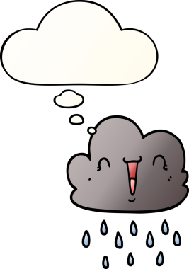 Düşünce baloncuklu karikatür fırtına bulutu bir insan tarafından çizilmiş.