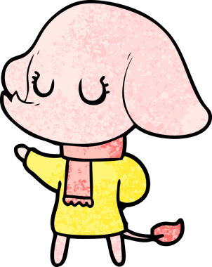 Bir insan tarafından çizilmiş şirin bir fil.