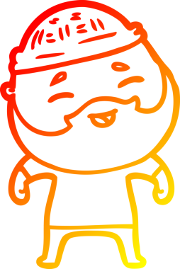 Bir insan tarafından çizilmiş mutlu sakallı bir adamın çizgi çizimi.