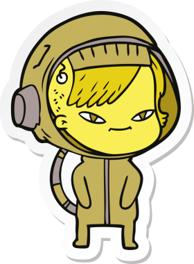 Bir insan tarafından çizilmiş astronot bir kadının çıkartması.