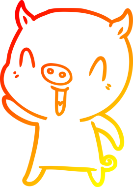 Bir insan tarafından çizilmiş mutlu çizgi film domuzu çizimi.