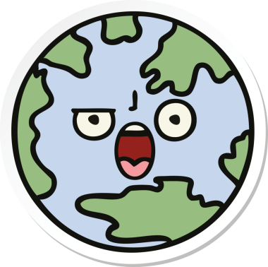 Bir insan tarafından çizilmiş şirin bir çizgi film gezegeninin çıkartması.