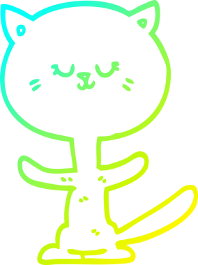 Bir insan tarafından çizilen mutlu çizgi bir kedinin soğuk gradyan çizimi