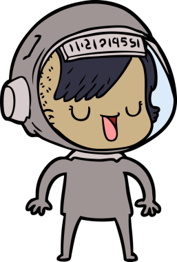 Bir insan tarafından çizilmiş astronot kadın.