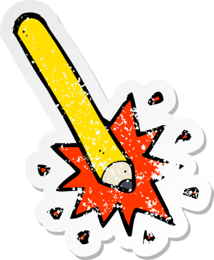 Bir insan tarafından çizilmiş karikatür kaleminin gerilimli yapıştırması.