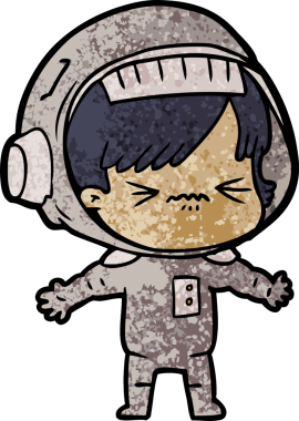 Bir insan tarafından çizilmiş astronot kadın.