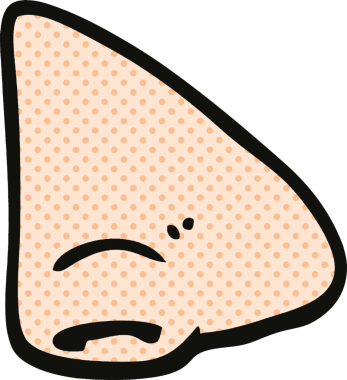 Bir insan tarafından çizilmiş çizgi roman tarzı bir burun.