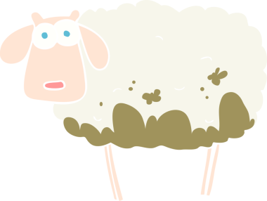 Bir insan tarafından çizilmiş çamurlu koyunun düz renk çizimi