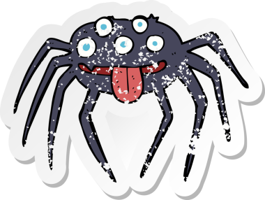 Bir insan tarafından çizilmiş iğrenç bir cadılar bayramı örümceğinin gerilimli çıkartması.