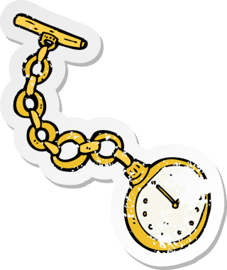 Bir insan tarafından çizilmiş eski bir cep saatinin gerilimli çıkartması.