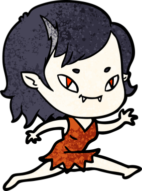 Çizgi film dostu vampir kız bir insan tarafından çizilmiş.