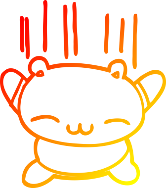 Bir insan tarafından çizilen çizgi film zıplayan ayının sıcak çizgi çizimi