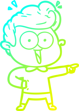 Bir insan tarafından çizilmiş, heyecanlı bir çizgi film çizimi.