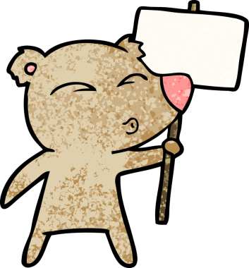 Bir insan tarafından çizilmiş protestolu çizgi film karakteri.