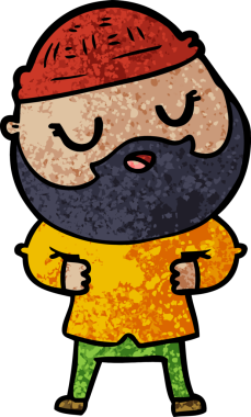 Bir insan tarafından çizilmiş sakallı bir çizgi film adamı.