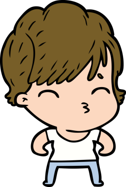 Bir insan tarafından çizilmiş bir çizgi film kadını.