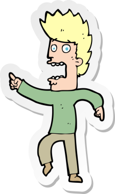 Bir insan tarafından çizilmiş bir karikatürün çıkartması.