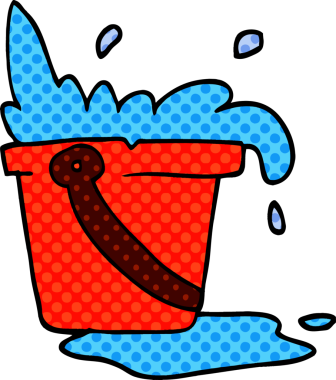 Bir insan tarafından çizilmiş karalama suyu ve kova.