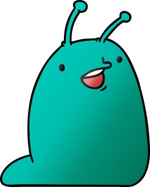 bir insan tarafından çizilmiş sevimli bir kawaii sümüklüböceğinin çizgi film çizimi