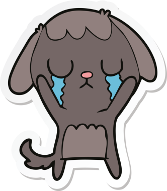 Bir insan tarafından çizilmiş şirin bir köpeğin çıkartması.