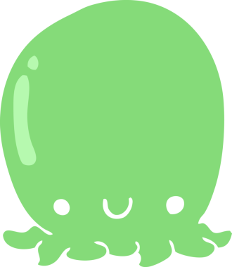 Sevimli düz renkli çizgi film ahtapotu bir insan tarafından çizilmiş.