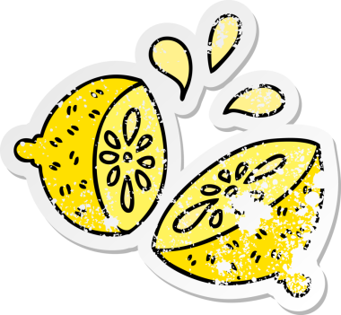 Bir insan tarafından çizilmiş garip bir el çizilmiş limon karikatürü.