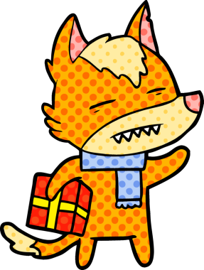 Bir insan tarafından çizilmiş tilki çizgi film karakteri.