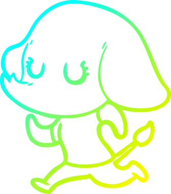 Bir insan tarafından çizilmiş şirin bir filin soğuk gradyan çizgisi