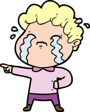 Bir insan tarafından çizilmiş ağlayan çizgi film adamı.