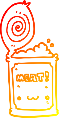 Bir insan tarafından çizilmiş konserve yiyeceğin sıcak çizgi çizimi