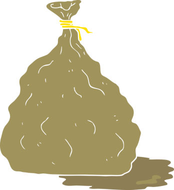 Bir insan tarafından çizilmiş çöp torbasının düz renk çizimi