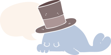 Bir insan tarafından çizilmiş konuşma baloncuğu olan sevimli çizgi film yunusu.