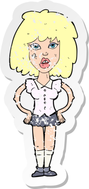 Bir insan tarafından çizilmiş bir karikatürist kadının gerilimli çıkartması.