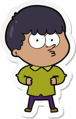 Bir insan tarafından çizilmiş meraklı bir çocuğun çıkartması.