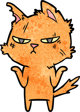 Bir insan tarafından çizilmiş sert çizgi film kedisi.