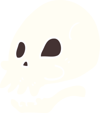 Bir insan tarafından çizilmiş düz renkli çizgi film kafatası