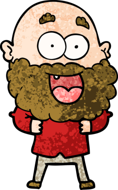 Bir insan tarafından çizilmiş sakallı çılgın, mutlu bir adam.